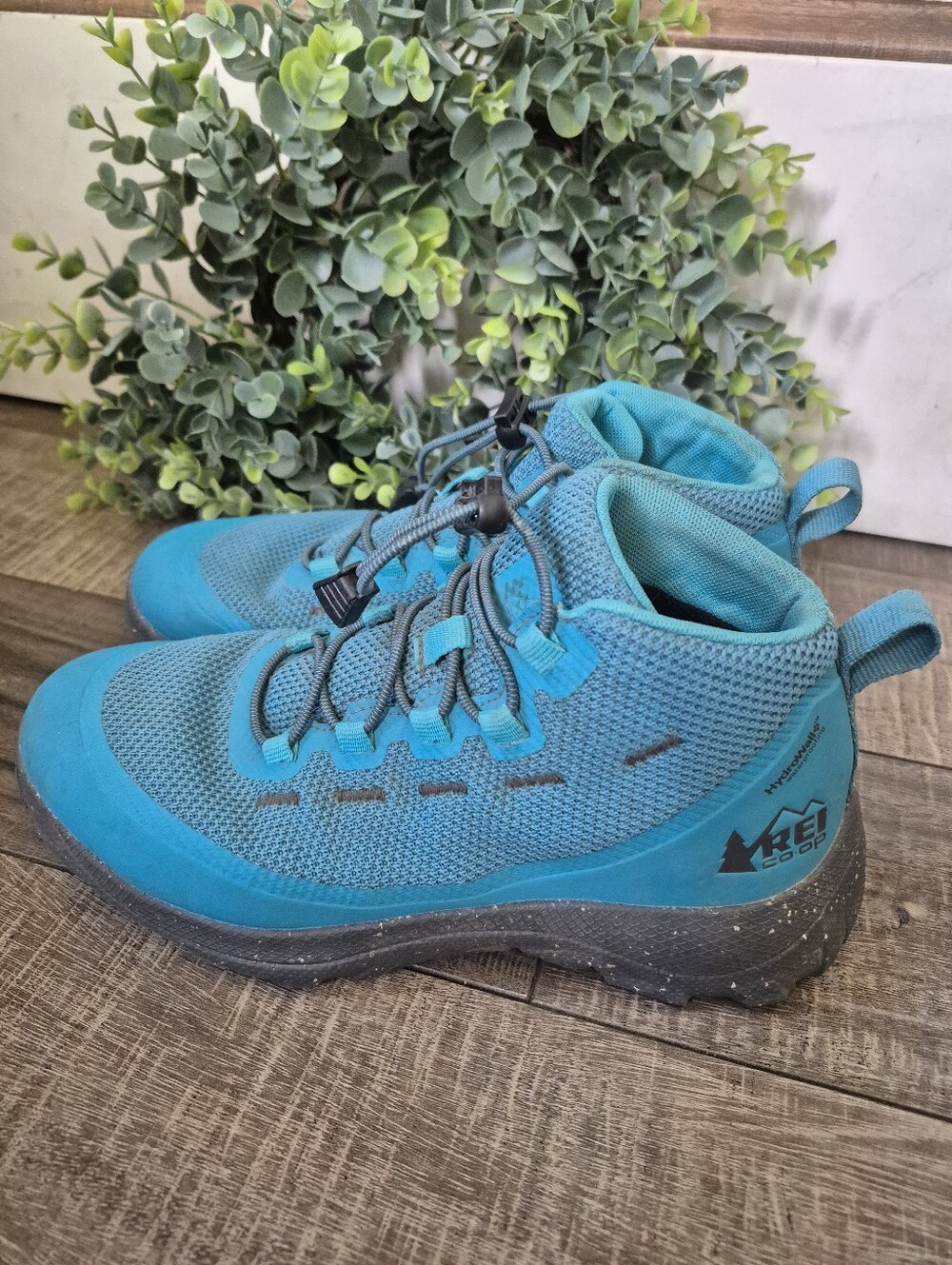 REI Co-op Hydrowall Hiking Boots Youth Size 5Y Aqua Blue Gray Trekking Boot